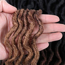 Load image into Gallery viewer, 6 Pack Faux Locs Crochet Hair 18 Inch Crochet Hair Extensions Braids 3 Tone Ombre Curly Wavy Goddess Fauxs Locs Crochet Hair Extensions for Crochet Braids(6pcs, T1B/30/27)