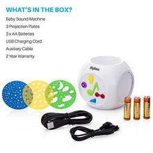 Load image into Gallery viewer, Playbees Baby Sound Machine & Star Projector Night Light, Cry Detecting Nursery Shape Projection Lamp with Soothing Nature Music, 10 Classic Lullabies, and Auxiliary Cord for Playing Music, White