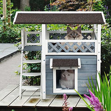 Load image into Gallery viewer, Petsfit Cat Houses for Outside Waterproof Cat Outdoor House with Balcony and Stair, Large Cat Shelter (Grey)