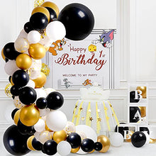 Load image into Gallery viewer, 103pcs Black Gold Confetti Party Balloons, 18inch Large Black White Balloons 12inch Birthday Graduation New Years Decorations with 4 Accessories Party Supplies Garland Arch Kit for Kids and Adults