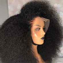 Load image into Gallery viewer, Afro Curly Human Hair Wigs 16 Inch Glueless 13×4 Lace Front Mongolian Kinky Curly Human Hair Wigs 150% Density Pre Plucked with Baby Hair for Black Women Natural Color