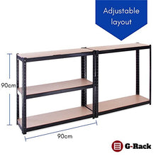 Load image into Gallery viewer, Garage Shelving Units: 180cm x 90cm x 30cm | Heavy Duty Racking Shelves for Storage - 2 Bay, Black 5 Tier (175KG Per Shelf), 875KG Capacity | For Workshop, Shed, Office | 5 Year Warranty