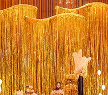 Load image into Gallery viewer, AILEXI 3 Pack Metallic Tinsel Curtains Foil Fringe Shimmer Streamers Curtain Door Window Decoration for Party Supplies 3ft*6.56ft - Laser Gold
