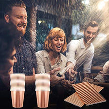 Load image into Gallery viewer, 24 Guests Rose Gold Party Supplies Party Plates Paper Cups Napkins Straws Table Cloth for Birthday Wedding Engagement Hen Party Decorations Rose Gold Party Tableware