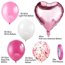Load image into Gallery viewer, HOWAF 60pcs Pink Balloon Set, Foil Balloons Set with Pink Confetti Balloons & Ribbons for Birthday Party, Wedding, Girls Baby Shower Party, Festival Decorations, Business Event