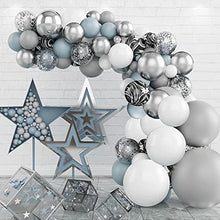 Load image into Gallery viewer, KAINSY Balloon Arch Garland Kit, 89pcs Silver Gray White Balloon Arch Kit Birthday Party Decoration, Macaron Agate Confetti Latex Balloons Set for Birthday Wedding Backdrop Decorations Party Supplies