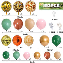 Load image into Gallery viewer, Balloon Arch Kit Jungle Safari,Sage Green Balloon Garland Kit Safari Party Decorations,Pink Green Apricot Coffee Metallic Gold Balloon Pack for Baby Shower Birthday Wedding Safari Theme Party Decor