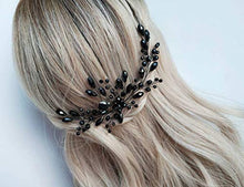 Load image into Gallery viewer, BERYUAN Women Rhinestone Hair Vine Piece Classic Black Crystal Flower Hair Pin Clip Wedding Hair Accessory Gift for Her Party Headpiece for Bride Bridesmaid Girls (Black)