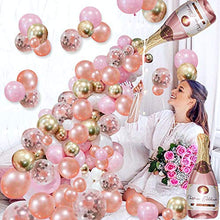 Load image into Gallery viewer, Rose Gold Champagne Bottle Balloon Garland Arch Kit with Rose Gold Happy Birthday Banner Balloons for 16th 18th 21st 30th 40th 50th 60th 70th 80th Birthday Party Decorations for Women Her Girls