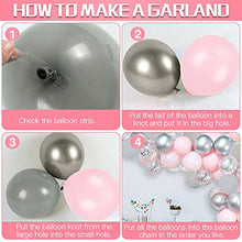 Load image into Gallery viewer, Balloon Arch Kit Pink, 108PCS Balloon Garland Arch Kit Pink Grey Silver Balloon Arch Kit with Stars String Tassel, for Baby Shower Wedding Girl Women Birthday Graduation Anniversary Decorations