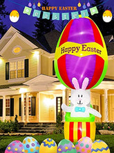 Load image into Gallery viewer, EBANKU 8.8 Ft Easter Inflatables Outdoor Decorations, Hot Air Balloon Bunny Happy Easter Egg Outdoor Indoor Holiday Decorations Bunny Blow Up Inflatables for Yard Lawn