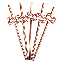 Load image into Gallery viewer, Bachelorette Straws,Hen Party Cocktail Straws,Team Bride Drinking Straws,20Pcs Rose Gold Paper Straw,Bridal Shower Paper Straws,Disposable Straws,100% Biodegradable,Plastic-Free,Eco-Friendly,Durable