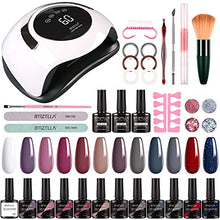 Load image into Gallery viewer, Btiztlla Gel Nail Polish Kit with 120W LED Light, 12 Colors White Nude Glitter Gel Nail Polish Set, UV LED Nail Lamp, No Wipe Base Top Coat, Manicure Tools, Starter Kit for Beginner DIY at Home