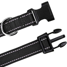 Load image into Gallery viewer, TagMe Reflective Nylon Dog Collars, Adjustable Classic Dog Collar with Quick Release Buckle for Small Dogs, Black, 2.0 cm Width