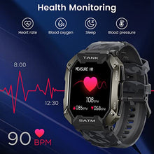 Load image into Gallery viewer, KOSPET Tank Smart Watch, 1.72" Touch Screen Sports Watch with 5ATM Waterproof, Fitness Tracker with Blood Pressure, Heart Rate Monitor, SpO2, Pedometer, 24 Sport Mode Outdoor Smartwatch for Men(Black)