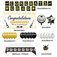 Load image into Gallery viewer, Zerodeco Graduation Decorations 2022 - Graduation Party Supplies Including Congrats Grad Banners, Tablecloth, Backdrop Sign, Cake Flag, Foil Star and Heart Balloons for Graduation Party Decorations