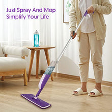 Load image into Gallery viewer, MEXERRIS Microfibre Spray Mop for Floor Cleaning - Wet Dry Dust Kitchen Floor Cleaning Mop with 2 Refillable Bottle 360°Rotatable Hardwood Mop for Laminate Wood Tiles 3 Reusable Pads and 1 Scrubber