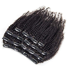 Load image into Gallery viewer, Riya 4B 4C Remy Hair Afro Kinky Curly Clip in Hair Extensions Brazilian Human Hair Clips in Real Hair Extensions for Black Women Can Be Dyed 120G/Set(12inch,Natural Black)