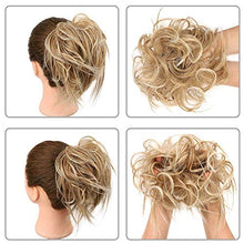 Load image into Gallery viewer, Messy Hair Bun for Women Chignons Synthetic Hair Extensions Wavy Donut Updo Scrunchy Curly Hairpieces (27T613/Light Brown & Ash Blonde)