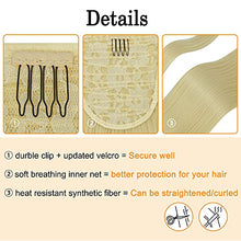 Load image into Gallery viewer, Ponytail Hairpiece 28 Inch Wrap Around Ponytail Hair Extension Straight Synthetic Clip in Pony Tail Extension Magic Paste Bleach Blonde Ponytail Hairpiece for Women, 160g - Bleach Blonde, 613C