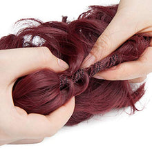 Load image into Gallery viewer, 1 PCS Messy Bun Hair Extension Scrunchies Messy Bun Hair Piece for Women Curly Wavy Scrunchy Updo Bun Extensions Plum Red