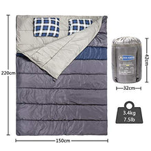 Load image into Gallery viewer, ACTIVE FOREVER Double Sleeping Bag for Adults & Children, Autumn Winter Season, Comfortable Warm Lightweight, Essential for Outdoor