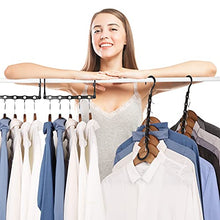 Load image into Gallery viewer, HOUSE DAY 10Pcs Space Saving Hangers, Clothes Organiser for Wardrobe, Clothes Hangers Space Savers, Magic Hangers, Space Makers - Black