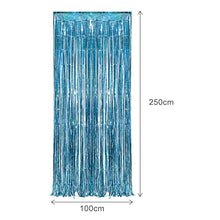 Load image into Gallery viewer, Blue Tinsel Curtain Party Backdrop - GREATRIL Foil Lametta Curtain Party Decor Photo Backdrop for Birthday/Baby Shower/Mermaid/Under The Sea/Ocean/Frozen Party Decorations - 1m x 2.5m - Pack of 2