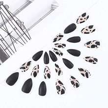 Load image into Gallery viewer, Brishow Coffin False Nails Black Leopard Fake Nails Pointed Ballerina Acrylic Press on Nails Full Cover Stick on Nails 24pcs for Women and Girls