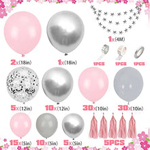 Load image into Gallery viewer, Balloon Arch Kit Pink, 108PCS Balloon Garland Arch Kit Pink Grey Silver Balloon Arch Kit with Stars String Tassel, for Baby Shower Wedding Girl Women Birthday Graduation Anniversary Decorations