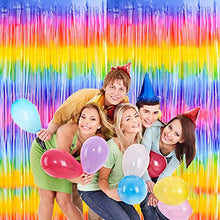 Load image into Gallery viewer, KONUNUS 2 Pack Metallic Tinsel Curtains, Rainbow Foil Fringe Curtain Foil Fringe Backdrop for Birthday Graduation Party Decorations (3.28 x 6.56 ft)