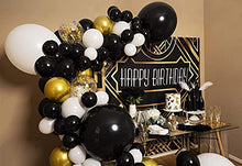 Load image into Gallery viewer, caicainiu Black White Gold Balloon Garland Kit Arch for New Year Graduation or Birthday Black and White Balloons with Gold Confetti Party Decorations for Retirement Anniversary Decor Prom Fathers Day