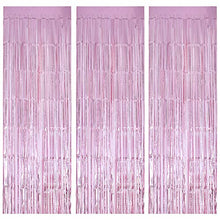 Load image into Gallery viewer, Geboor 3 Pack Metallic Tinsel Curtains 1 x 2.5m Fringe Foil Curtain for Wedding Birthday Party Door Windows Decorations Pink