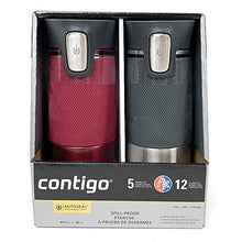 Load image into Gallery viewer, Contigo 2 Pack Autoseal Spill Proof Travel Mug Flask Grey/Red