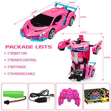 Load image into Gallery viewer, Remote Control Car - Transforming Robot Toys RC Cars for Kids Boys Girls Age 8-12,1:18 Scale Transform Robot Remote Control Car 2 in 1 Transformation & 360 Speed Drifting (Pink)