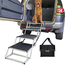 Load image into Gallery viewer, COLORFEY Widened Dog Car Ramp, Folding Dog Steps for Large Dogs, Portable Dog Steps with Sturdy Aluminum Telescoping Non-Slip 4-Steps Load-Bearing 80kg, Adjusted Height for Cars 68-90cm