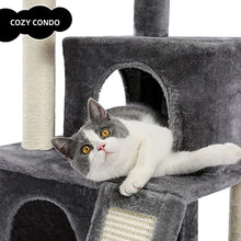 Load image into Gallery viewer, Amazon Brand – Eono Cat Tree 86cm Sisal Scratching Post Kitten Furniture Plush Condo Playhouse with Dangling Toys Cats Activity Centre Grey