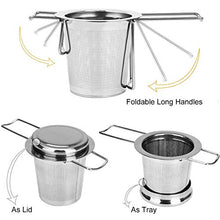Load image into Gallery viewer, HAUSPROFI Tea Infuser, 304 Stainless Steel Tea Strainer with Lid and Foldable Handle, Tea Filter for Teapots Cups Mugs to Brewing Steeping Loose Leaf, 1 Pack