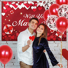 Load image into Gallery viewer, Balloons Engagement Party Decorations Kit - Marry Me Backdrop Banner Conteffi Balloon Led Tea Lights Candles Artificial Rose Pedals Love Propose Decoration Set Romantic Red Engaged