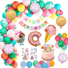 Load image into Gallery viewer, weeyin Candyland Birthday Party Decorations, Sweet Party Decorations with Happy Birthday Banner Candy doughnut Ice Cream Foil Balloon for Girls kids Women Candyland Party Baby Shower Wedding Birthday