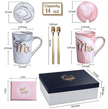 Load image into Gallery viewer, Mr and Mrs Coffee Cups Set Wedding Gifts for Couple Engagement Bridal Shower Bride and Groom Anniversary Marble Ceramic Mugs 14 Oz