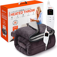 Load image into Gallery viewer, Warmer Heated Throw Electric Blanket - Digital Controller - Timer, 9 Heat Settings, Auto Shutoff - Machine Washable - Large 160cm x 120cm