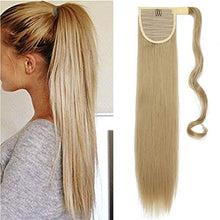 Load image into Gallery viewer, Clip on Pony Tail Wrap Around Ponytail Hairpiece Clip in Hair Extensions 26" Long Straight Ash& Blond/Blond