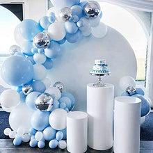 Load image into Gallery viewer, Blue Balloon Garland Arch Kit, 114pcs Macaron Blue White and 4D Silver Latex Balloons for Baby Boy Baby Shower Decorations, Wedding Bride Shower Birthday Backdrop Party Decorations
