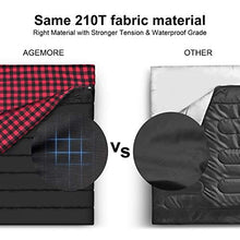 Load image into Gallery viewer, Cotton Flannel Double Sleeping Bag For Camping, Backpacking Or Hiking. Queen Size 2 Person Waterproof Sleeping Bag For Adults Or Teens. Truck, Tent, Or Sleeping Pad, Lightweight (Black/Red)