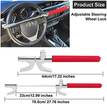 Load image into Gallery viewer, Turnart Steering Wheel Lock Universal Car Lock Anti-Theft Device Retractable Steering Lock With 3 Keys For Auto/Truck/Suv/Van(Red)