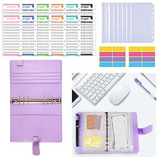 Load image into Gallery viewer, A6 Binder,PU Leather Budget Binder with Cash Envelopes,Budgeting Binder Planner with 8 Pcs Binder Pockets,12 pcs Expense Budget Sheets for Cash, Budget Binder for Saving Money(Purple)