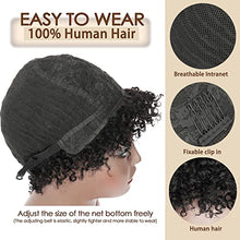 Load image into Gallery viewer, PORSMEER Human Hair Afro Wigs for Black Women Short Kinky Curly Bob Wigs 150% Density 100% Brazilian Real Hair Natural Black (1B)