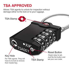 Load image into Gallery viewer, ZHEGE Luggage Locks TSA Approved, Suitcase Padlocks, White Code Padlock with Open Alert Indicator, Flexible Cable Travel Lock, 4 Digit Combination Padlock for Gym Locker (Black, 2 Pack)