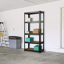 Load image into Gallery viewer, Heavy Duty 5 Tier Steel & Wood Garage Shelving Unit 150cm x 70cm x 30cm Racking Utility Shelves Units For Storage For Home Workshop Shed Office Black